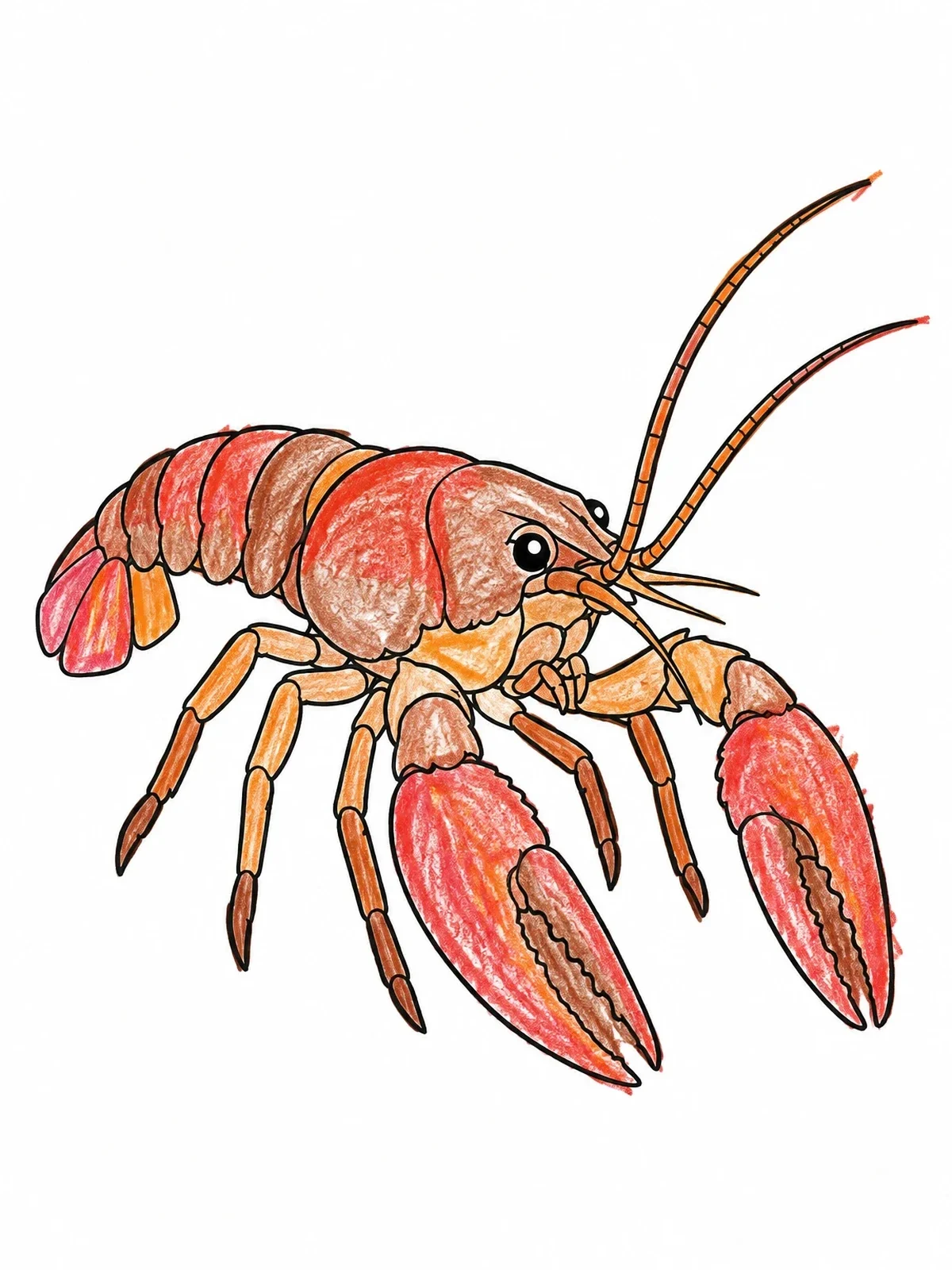 Colored example of the Crawfish With Large Claws coloring page