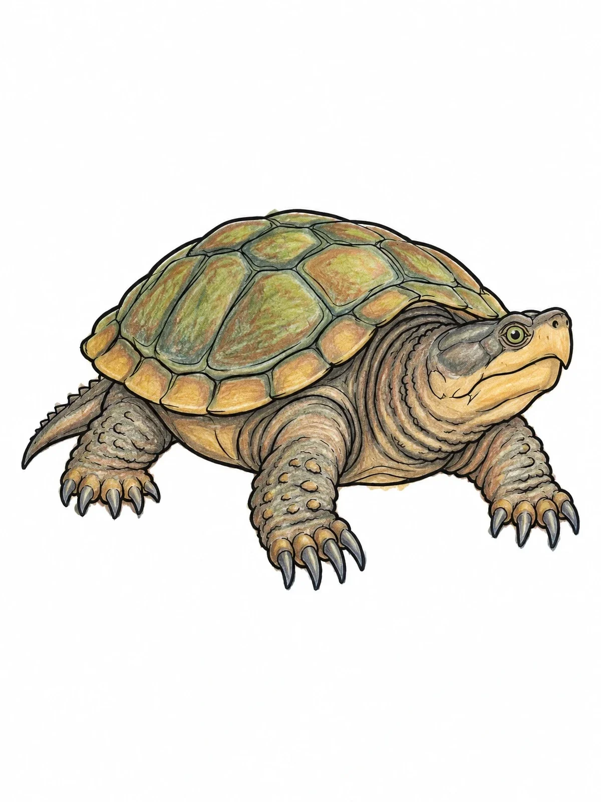 Colored example of the Snapping Turtle On The Crawl coloring page