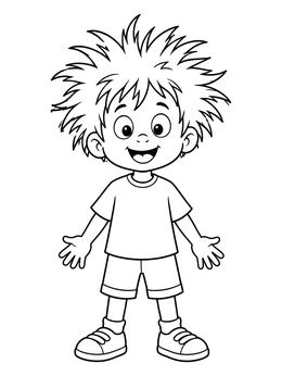 Free printable Boy With Wild Spiky Hair coloring page