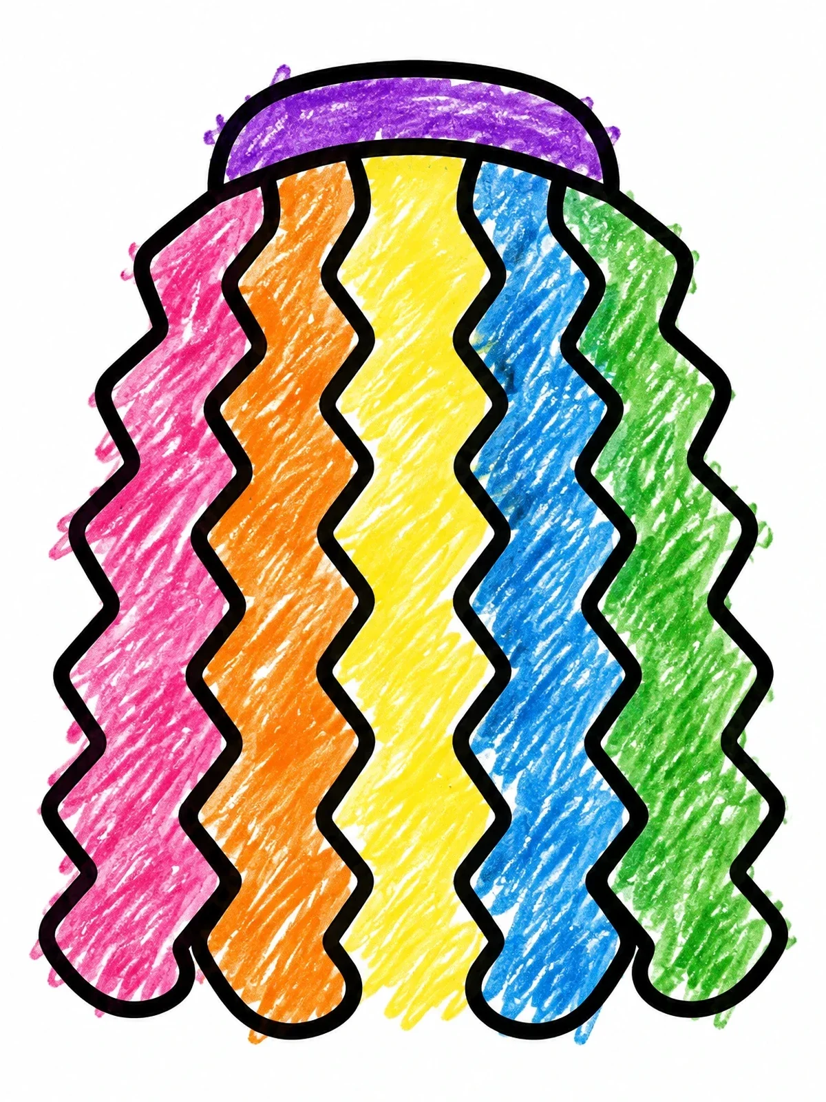 Colored example of the Crimped Zigzag Hair Wig coloring page