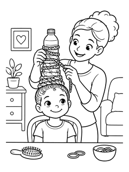 Free printable Tall Bottle Braids Hairstyle coloring page