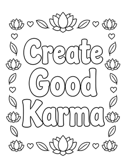 Free printable Create Good Karma Lotus Border coloring page