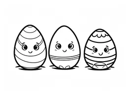 Trio Of Smiling Decorated Eggs