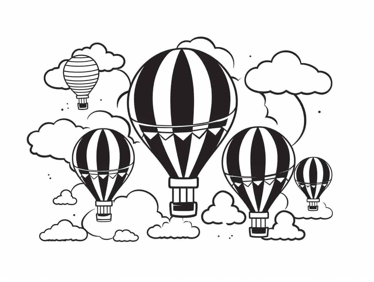 Creative Hot Air Balloon Coloring - Coloring Page