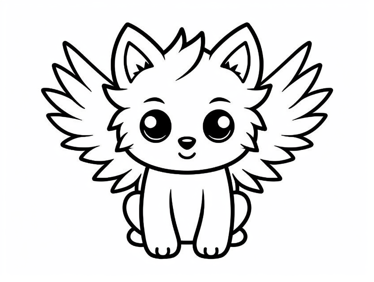 Creative Winged Wolf Drawing - Coloring Page
