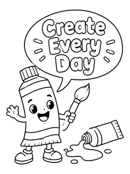 Free printable Cheerful Paint Tube With Brush coloring page