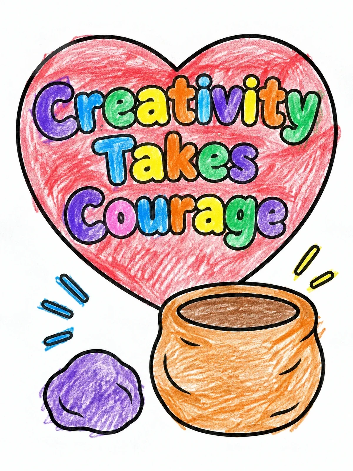 Colored example of the Clay Pot With Inspiring Quote coloring page