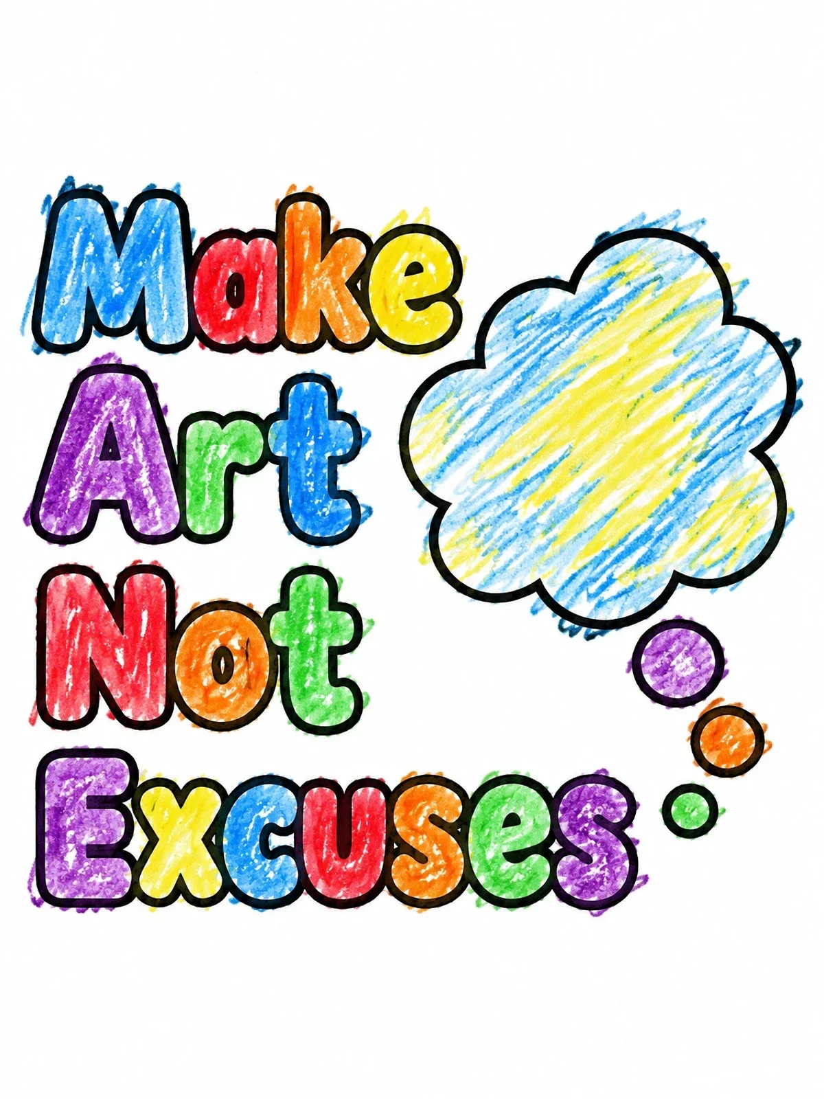 Colored example of the Make Art Thought Bubble coloring page