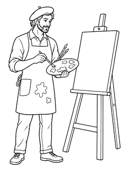 Free printable Painter At The Easel With Palette coloring page
