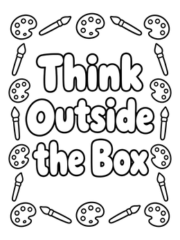 Free printable Think Outside The Box Art Message coloring page