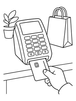 Free printable Paying With Credit Card At Terminal coloring page