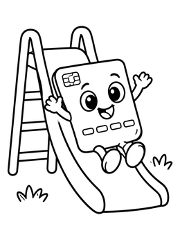 Free printable Credit Card On A Playground Slide coloring page
