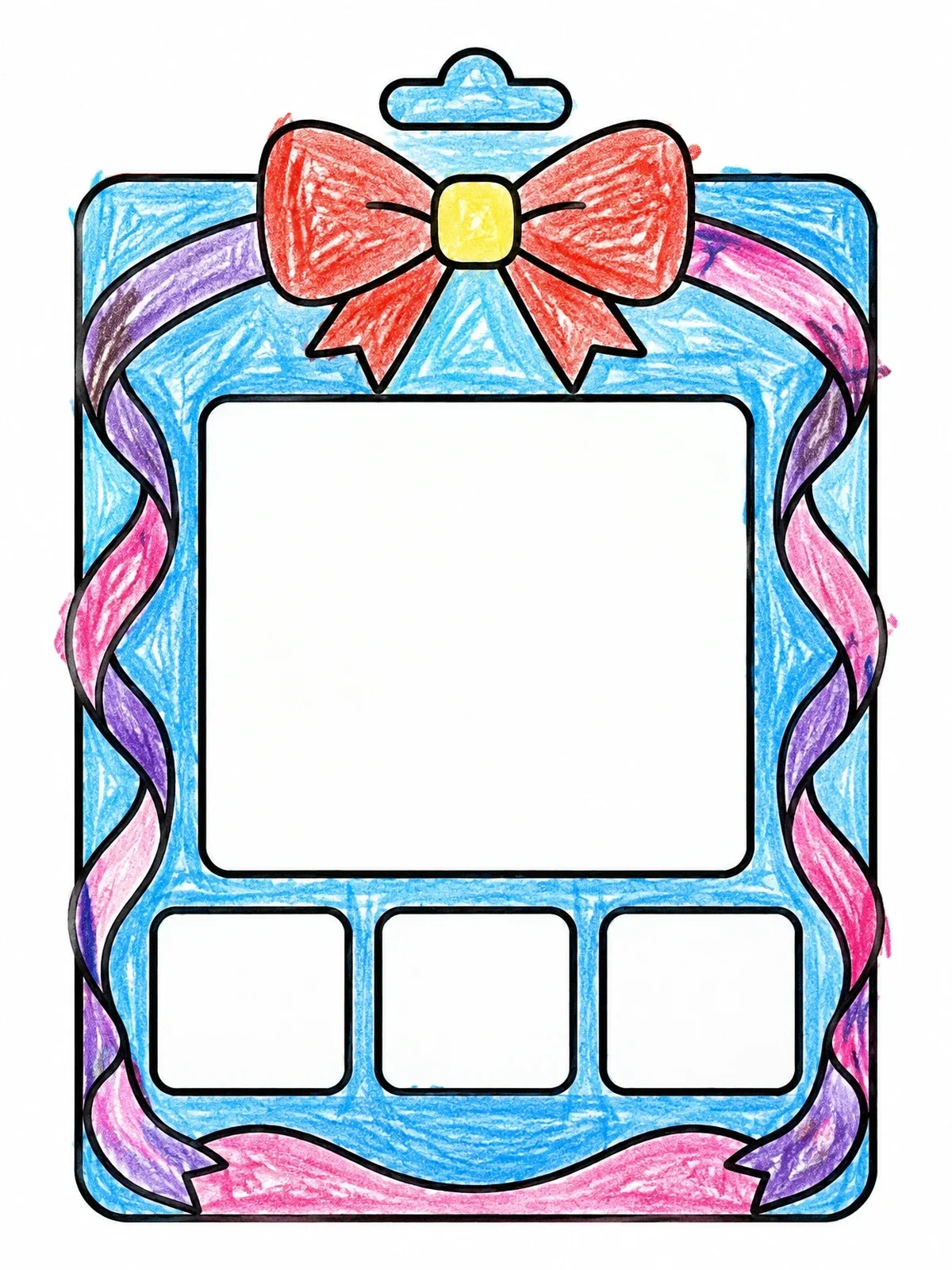Colored example of the Toy Gift Card With Ribbon coloring page