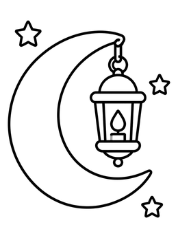 Free printable Crescent Moon And Hanging Lantern coloring page