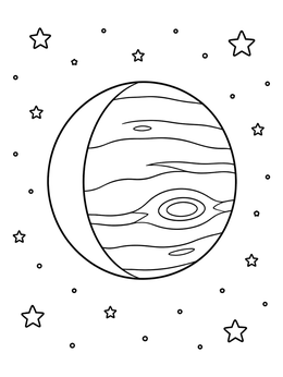 Free printable Crescent Planet In Starry Space coloring page
