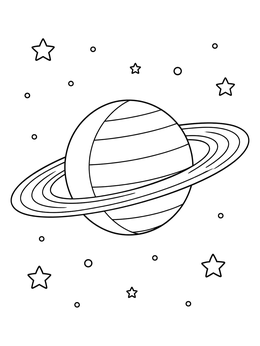 Free printable Crescent Planet Saturn In Space coloring page