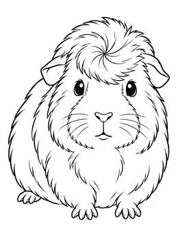 Free printable Fluffy Crested Guinea Pig coloring page