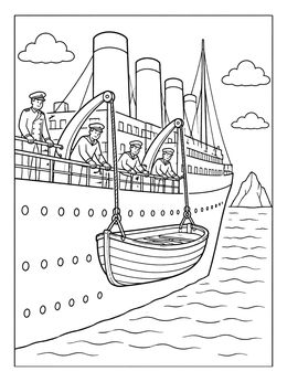 Free printable Crew Lowering A Lifeboat coloring page