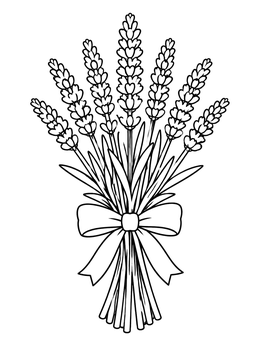 Free printable Sweet Lavender Bouquet With Ribbon coloring page