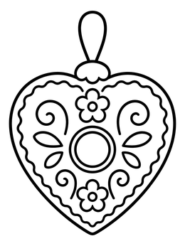 Free printable Croatian Licitar Heart Ornament coloring page
