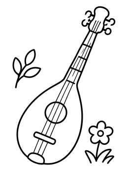 Free printable Traditional Croatian Tamburica Instrument coloring page