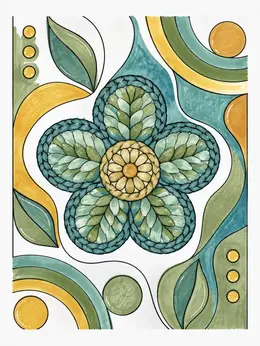 Crocheted Flower Applique Pattern Coloring Page
