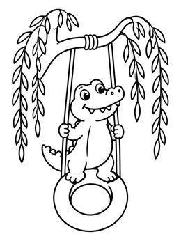 Free printable Crocodile On A Tire Swing coloring page
