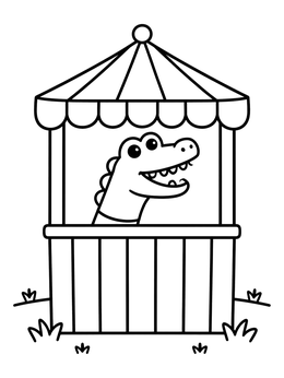 Free printable Crocodile Puppet In A Booth coloring page