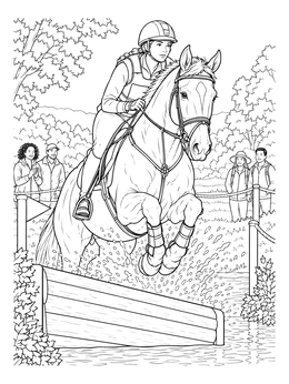 Free printable Cross Country Equestrian Water Jump coloring page