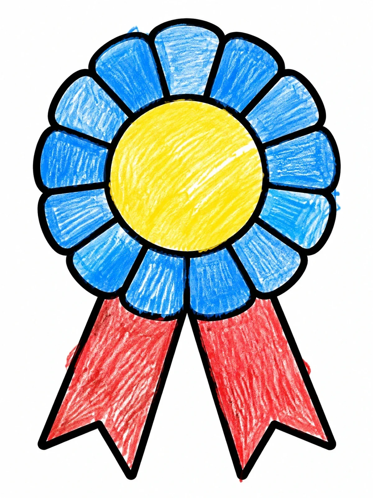 Colored example of the Equestrian Winner Rosette Ribbon coloring page