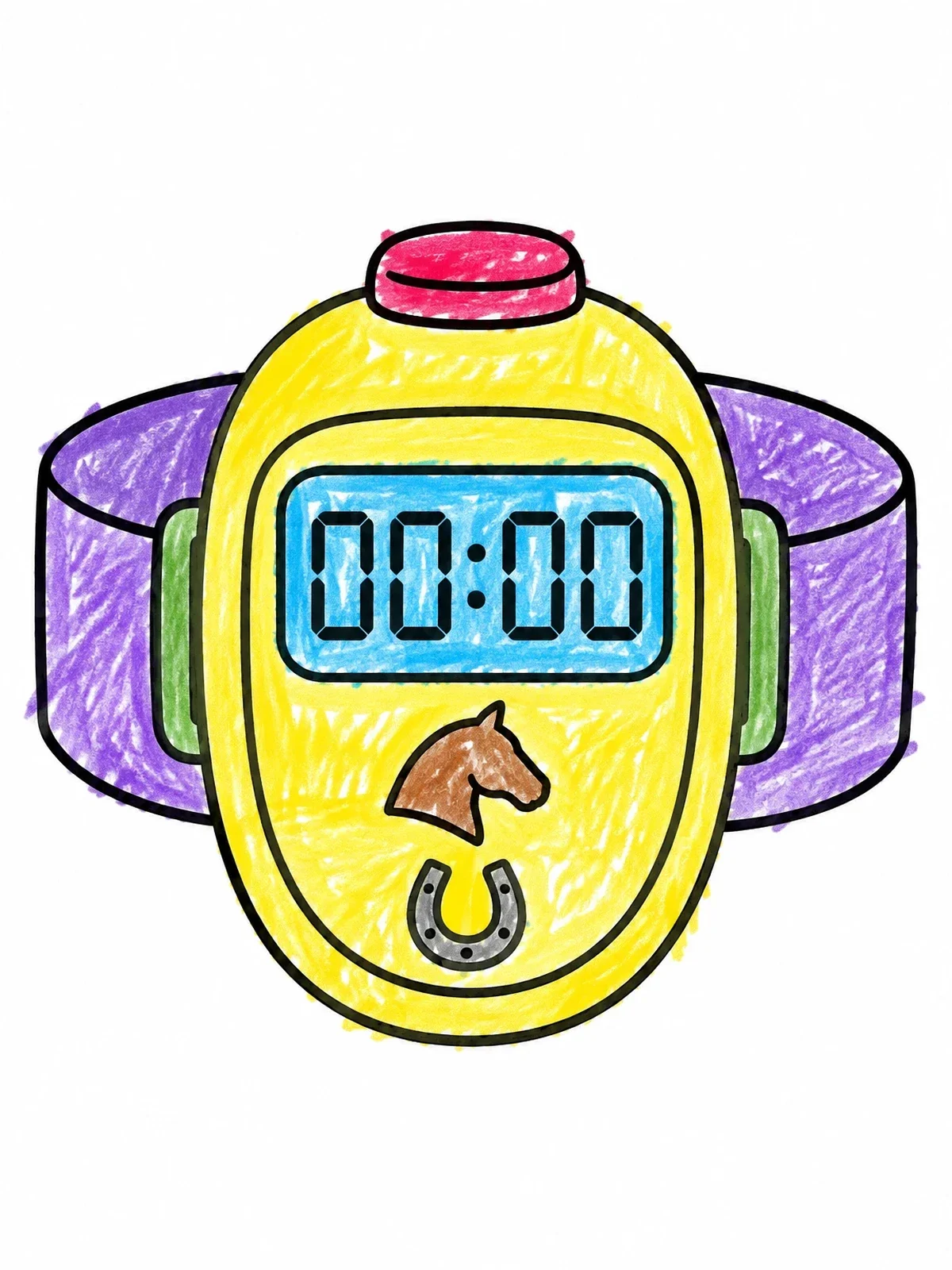 Colored example of the Equestrian Eventing Armband Stopwatch coloring page