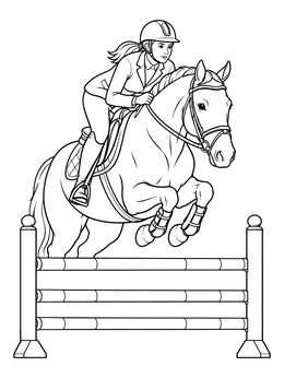 Free printable Show Jumper Clearing Fence coloring page