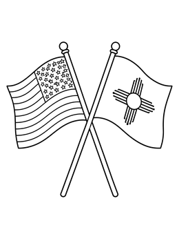 Free printable Crossed American And New Mexico Flags coloring page