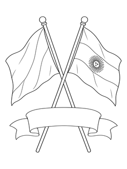 Free printable Crossed Argentine Flags With Banner coloring page