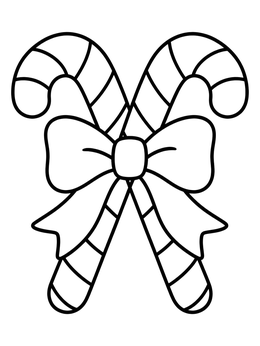 Free printable Crossed Candy Canes With Bow coloring page