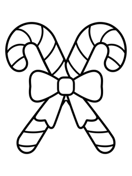 Free printable Crossed Candy Canes With Bow coloring page