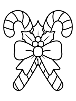 Free printable Crossed Candy Canes With Bow coloring page