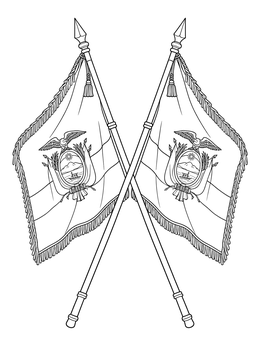 Free printable Crossed Ecuadorian Flags With Coat Of Arms coloring page