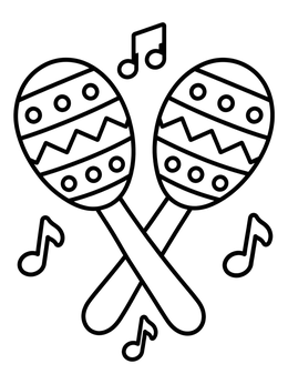Free printable Crossed Fiesta Maracas With Music Notes coloring page