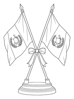 Free printable Crossed Guatemalan Flags On Display Stand coloring page