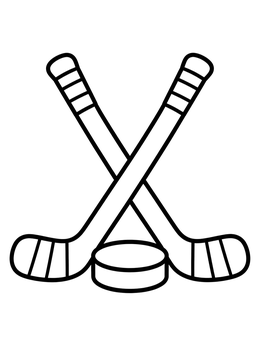 Free printable Crossed Hockey Sticks And Puck coloring page