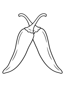 Two hot chili peppers crossed at the stems in this chili peppers coloring page.