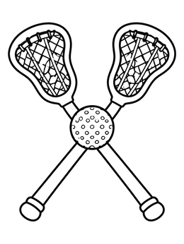Free printable Crossed Lacrosse Sticks And Ball coloring page
