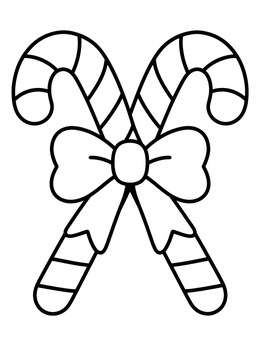 Free printable Crossed Peppermint Candy Canes With Bow coloring page