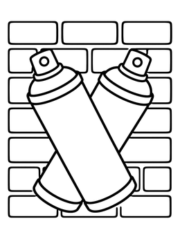Free printable Crossed Spray Paint Cans coloring page