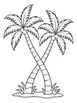 Free printable Crossing Tropical Palm Trees coloring page