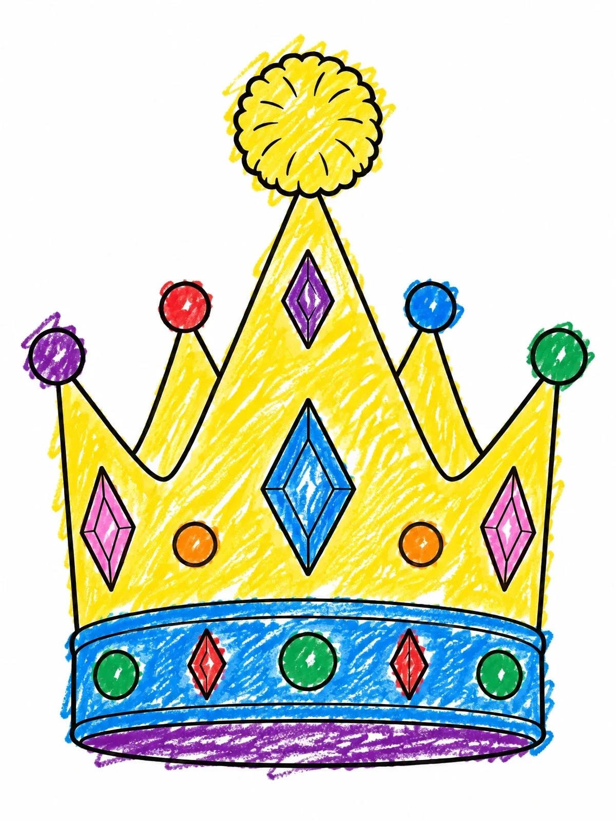 Colored example of the Crown Shaped Party Hat coloring page