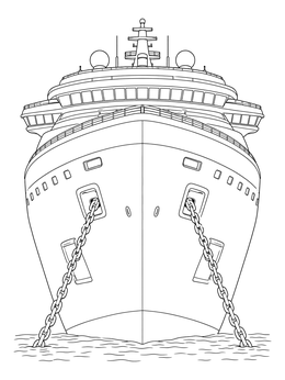 Free printable Cruise Ship Bow With Lowered Anchors coloring page