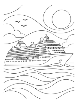Free printable Cruise Ship Sailing On Calm Waters coloring page