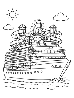 Free printable Cruise Ship With Water Park coloring page
